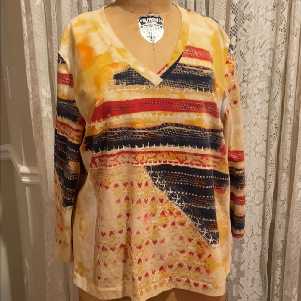 🌺 EUC Chico's Multicolor Long Sleeve Top XL